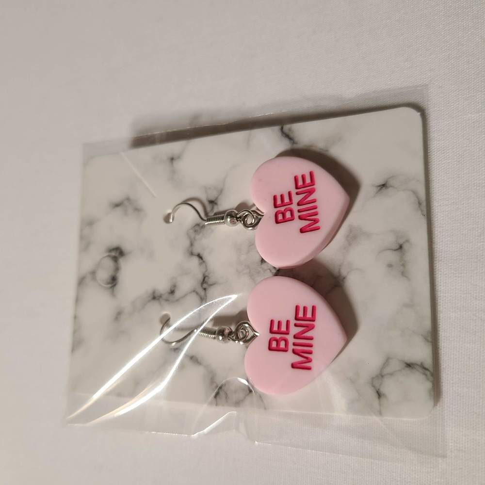 VALENTINES PINK HEART CANDY EARRINGS - Picture 2 of 2